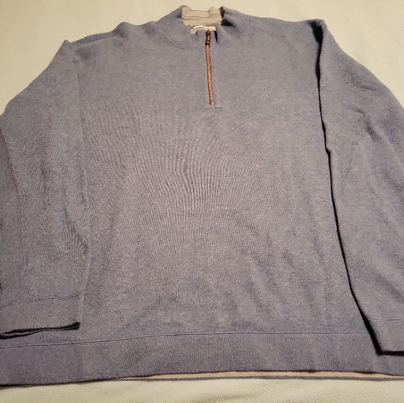 NEW TOMMY BAHAMA Flips yet Half Zip Blue/Gray Heather Reversible 2XL? Cotton - Picture 5 of 6